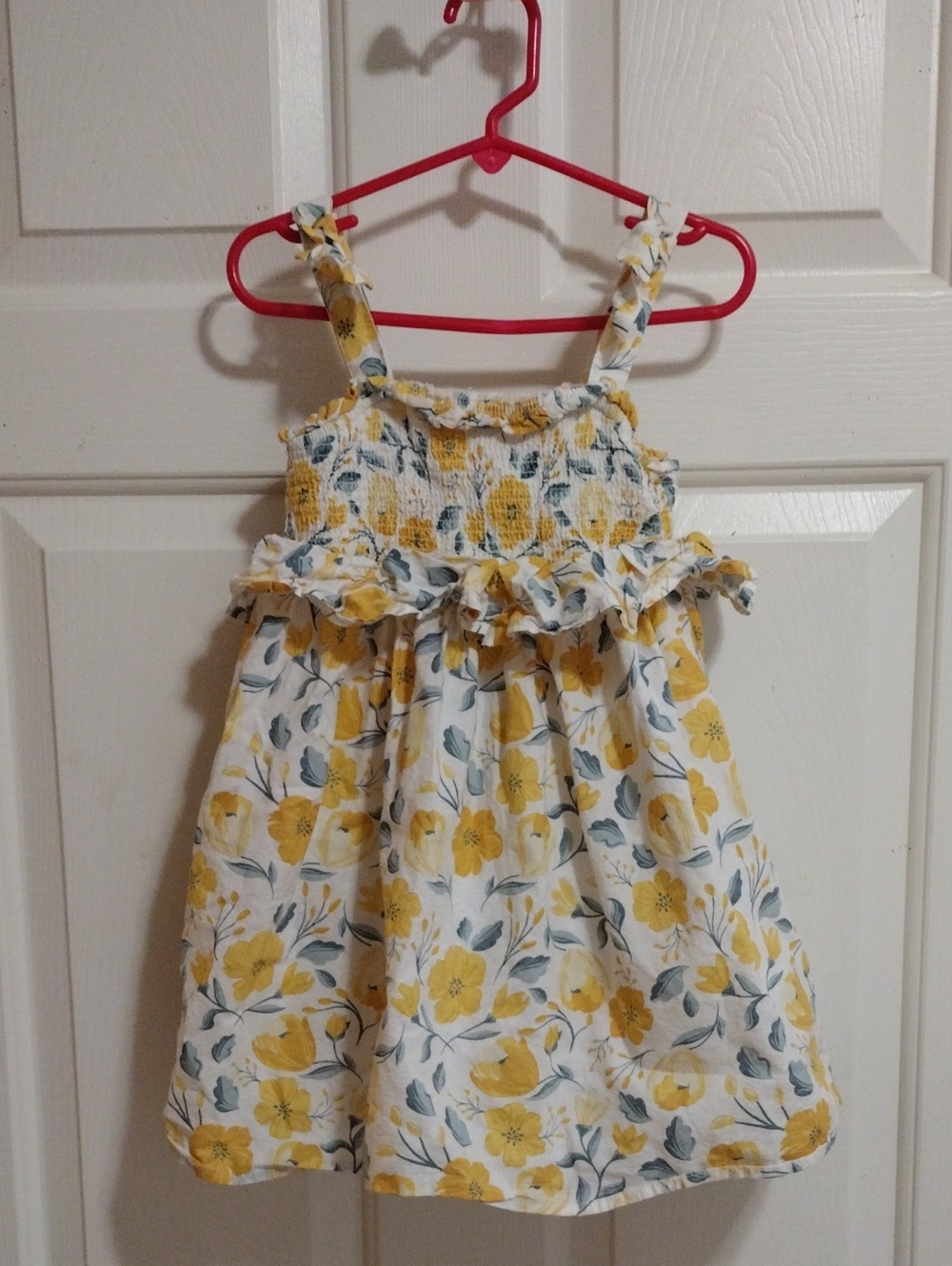 cupcakes & cashmere White Dress with Yellow Floral Print 4t